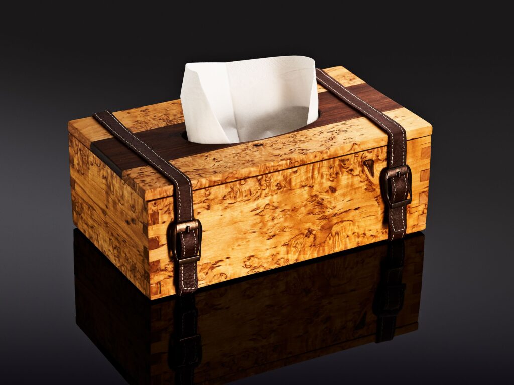 Karelian Birch Burl Wood Tissue Box Cover