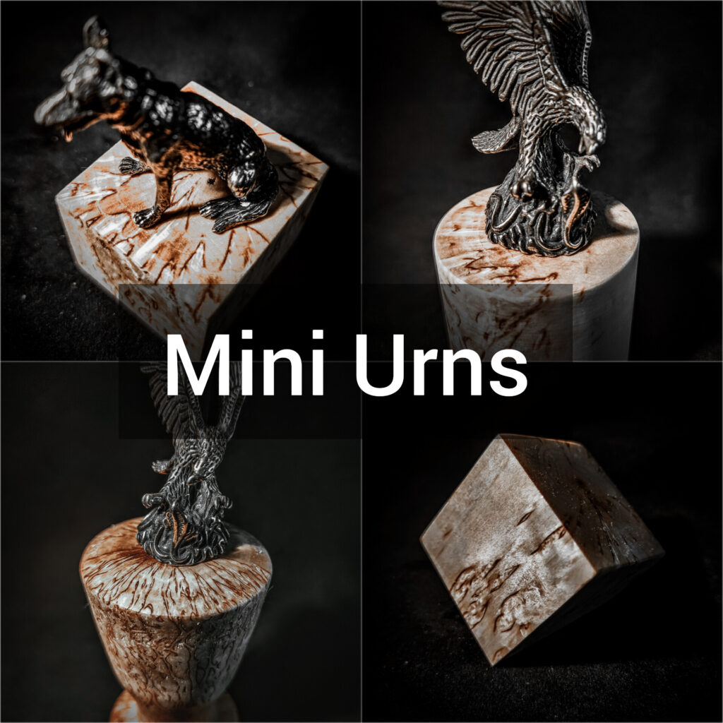 Small Mini Urns for Ashes Keepsake: A collection of delicately crafted miniature urns designed to hold cherished ashes. These elegant keepsakes come in various styles and finishes, providing a beautiful and discreet way to preserve the memory of a loved one. Perfect for honoring their life and keeping their ashes close at heart