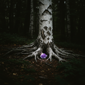 raw amethyst with masur birch